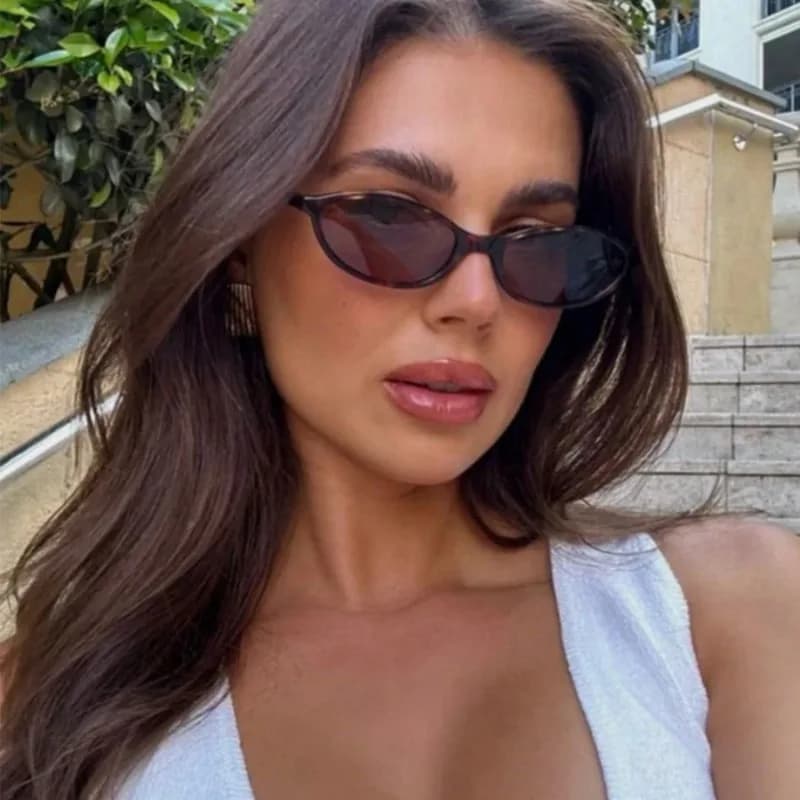 Retro Oval Frame Sunglasses Fashion Personalized Trendy Small Frame Sun Glasses Punk Cat Eyes Sunshade Sun Protection Eyewear