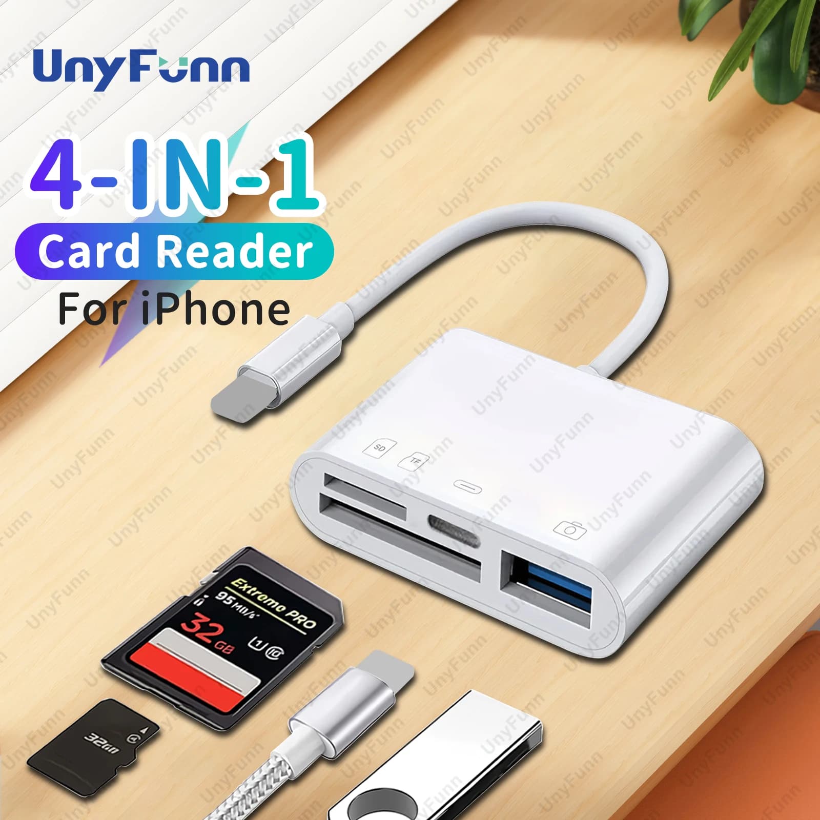Lettore di schede di memoria Micro SD TF per fotocamera 4 in1 Cavo OTG adattatore da maschio a USB 3.0 femmina per iPhone
