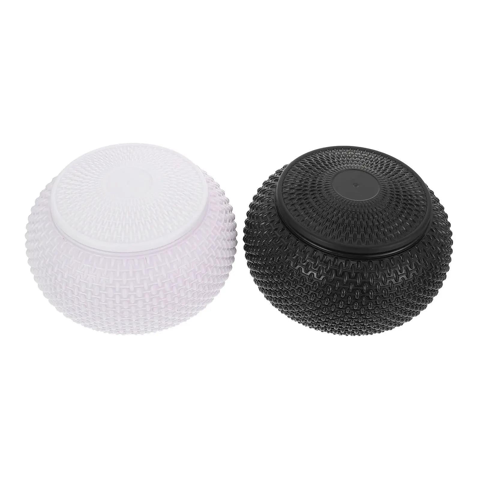 2Pcs Chic Chess Piece Storage Box Sturdy Plastic Go Game Supplies Organizer for Go Chess Pieces Empty Jars Portable Travel