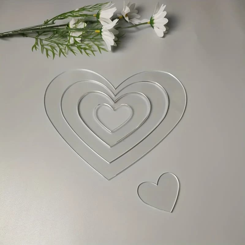 4Pcs Acrylic Nested Heart Quilting Templates Set for DIY Bags Clothes Quilts Pillowcases | Embroidery Crafting Supplies