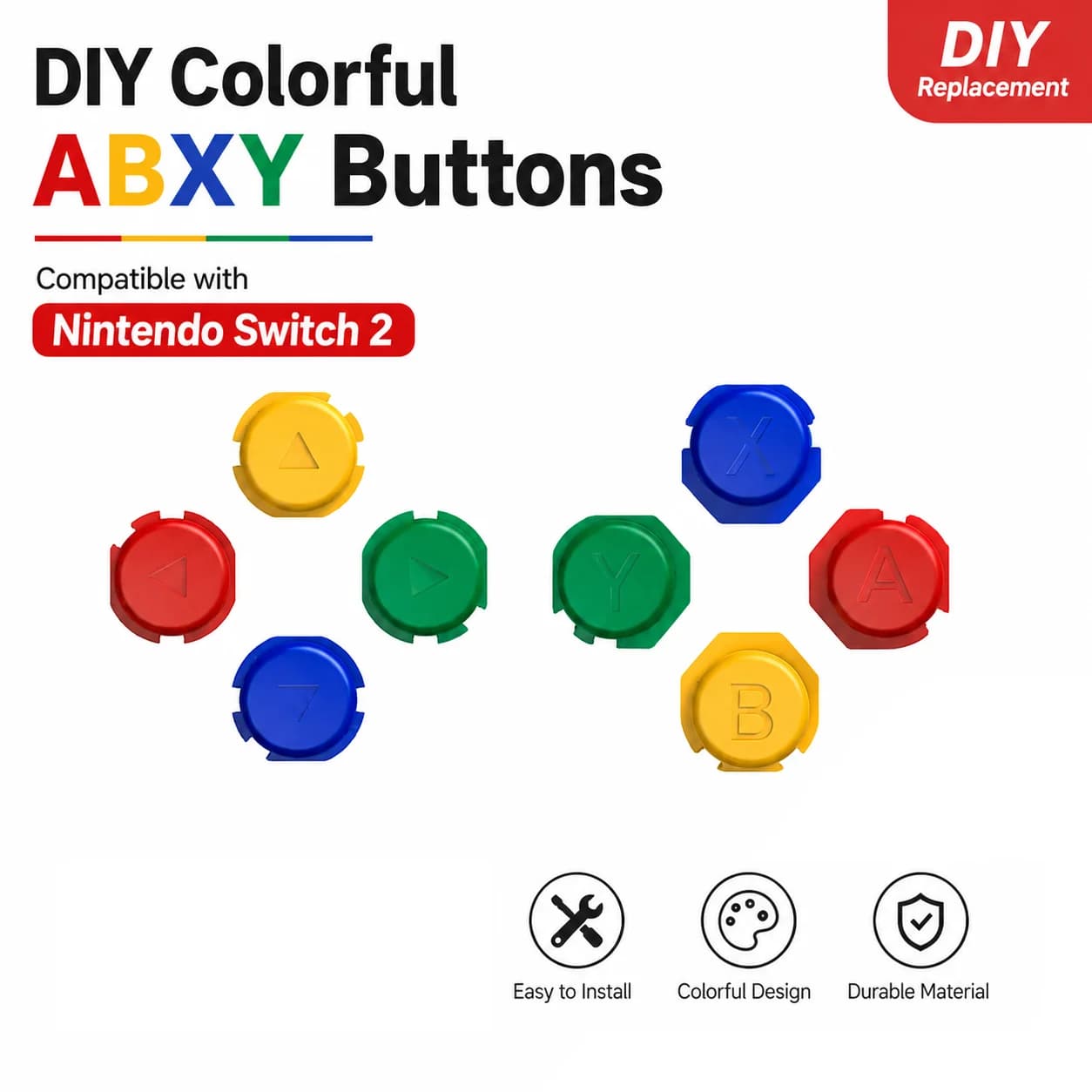 DIY Colorful ABXY Buttons for Nintendo Switch 2 JoyCon Repair Parts for NS2 Game Console Accessories