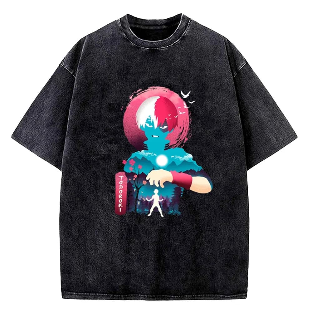 Boku No Hero Academia Vintage Washed cotton t-shirt men Pastel harajuku Psychedelic top tees Comfortable Pop Culture