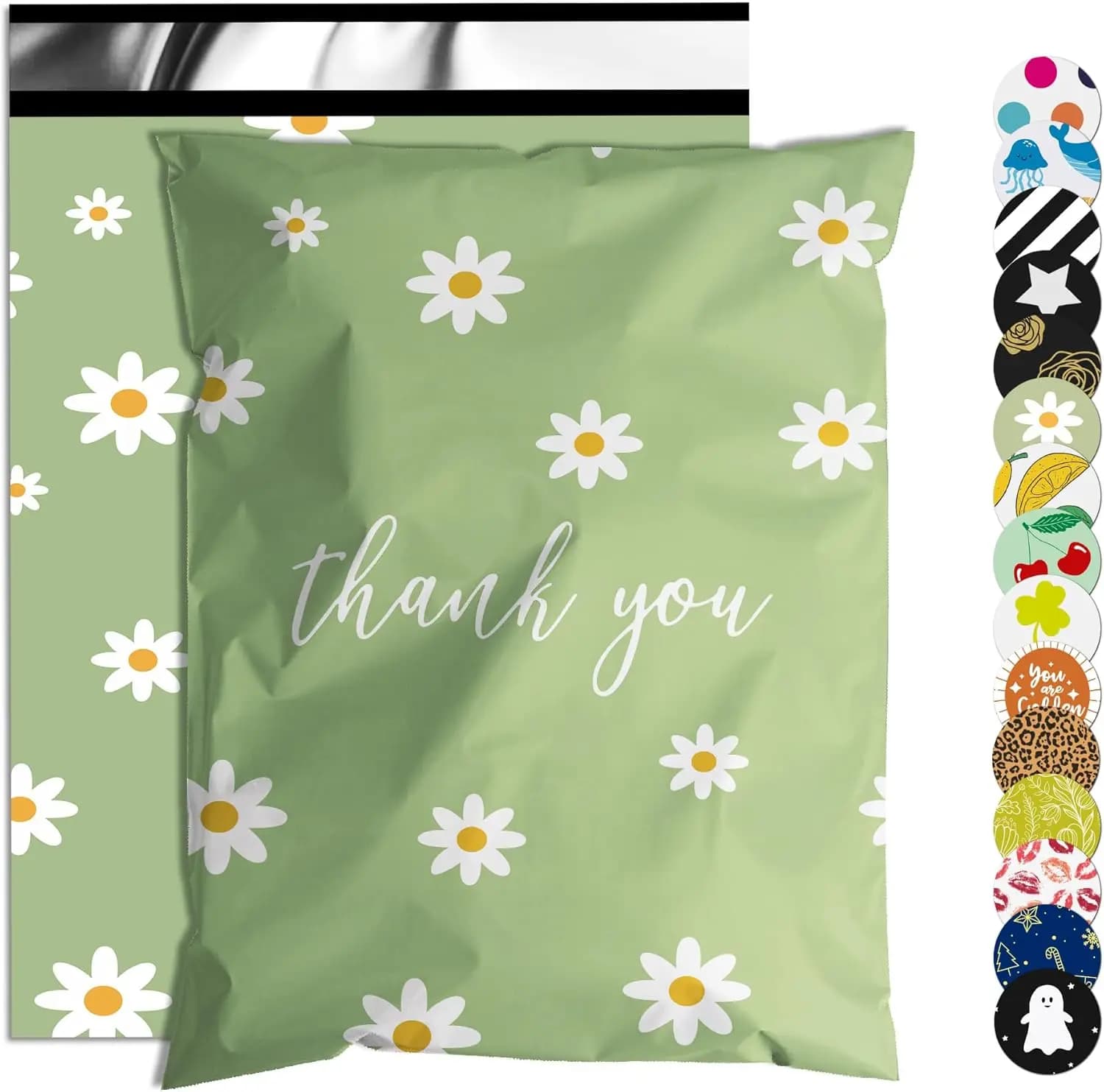 Waterproof Poly Mailers 10x13 Inch 100 Pack, Tear-Resistant Self-Seal Shipping Bags with Chrysanthemum Print for Clothing