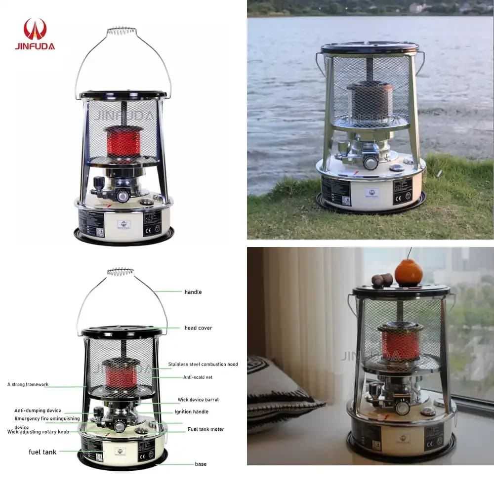 Fornello Portatile da Campeggio per Barbecue, Pesca sul Ghiaccio, Escursionismo, Uso Domestico e in Viaggio con Torcia Integrata