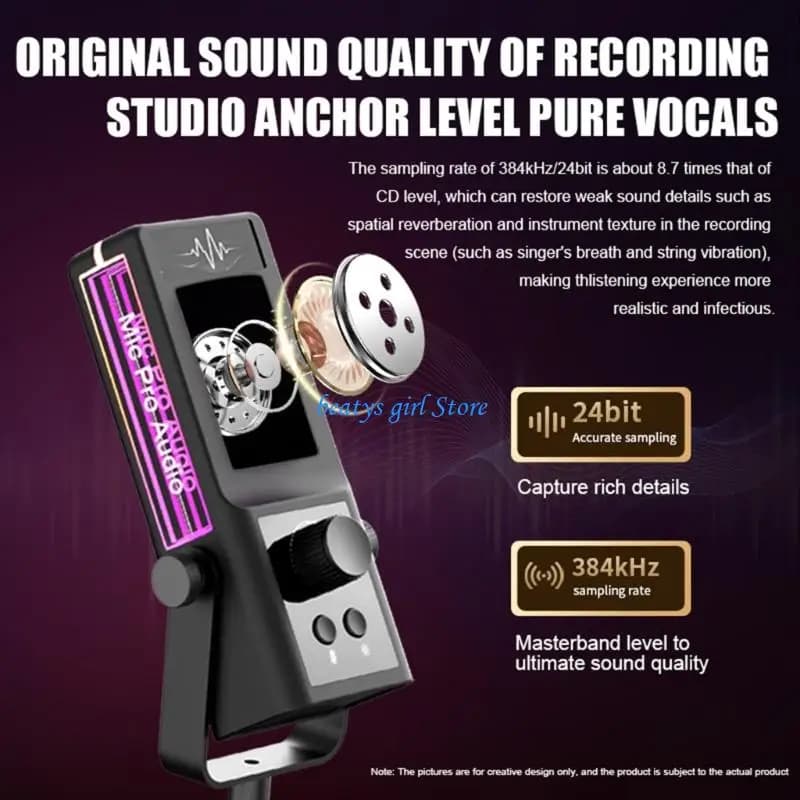 C7AB modern microphone with noise reduction and clear sound for live streaming games, mobile recording, wide