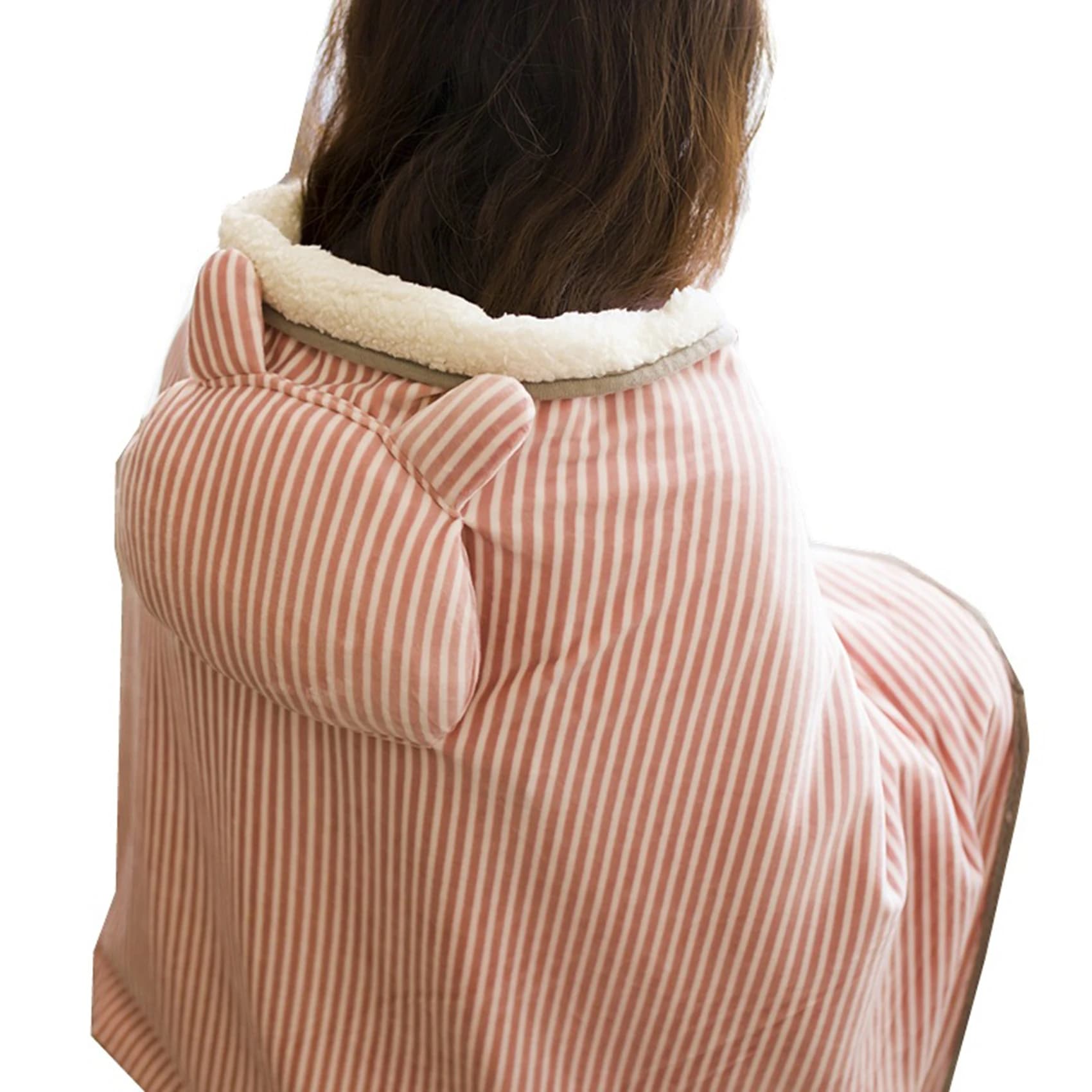 USB Electric Heating Shawl 45'' x 29'' Pink USB Winter Warm Blanket Hand Foot Warmer Portable Heated Throw for Car Travel