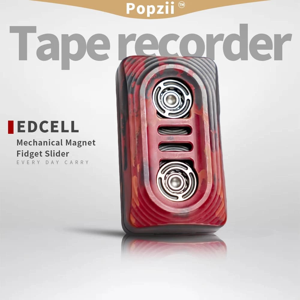 EDCELL PC PEI Copper Tapedrive Fidget Slider Pendant Push Slider EDC Mechanical Magnet Fidget Slider Multiple Anxiety Toys