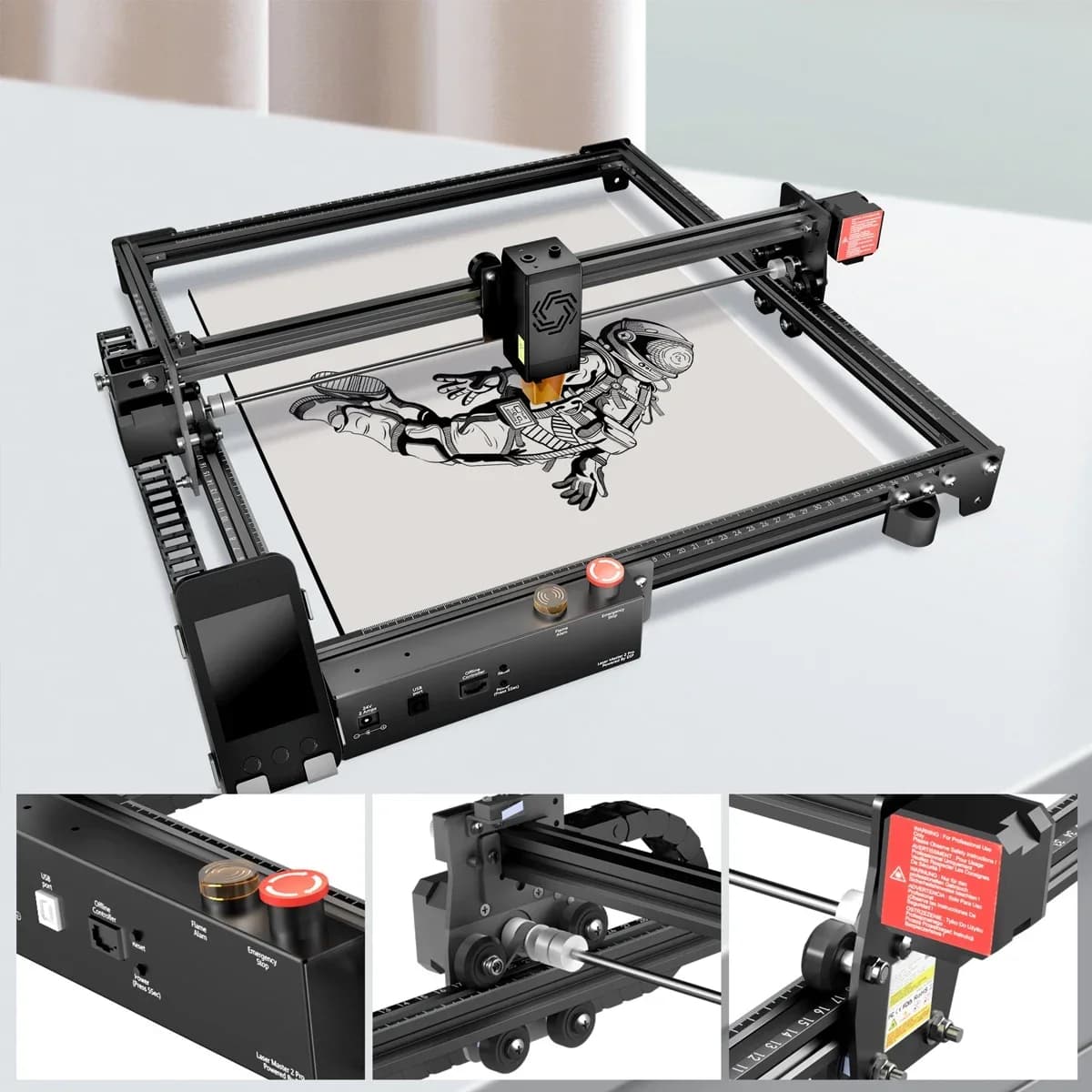 Laser Engraver Ser Master 2 Pro S2 Marking DIY Ser for Metal with 32-bit motherboard Area 400*400mm Large Engraving
