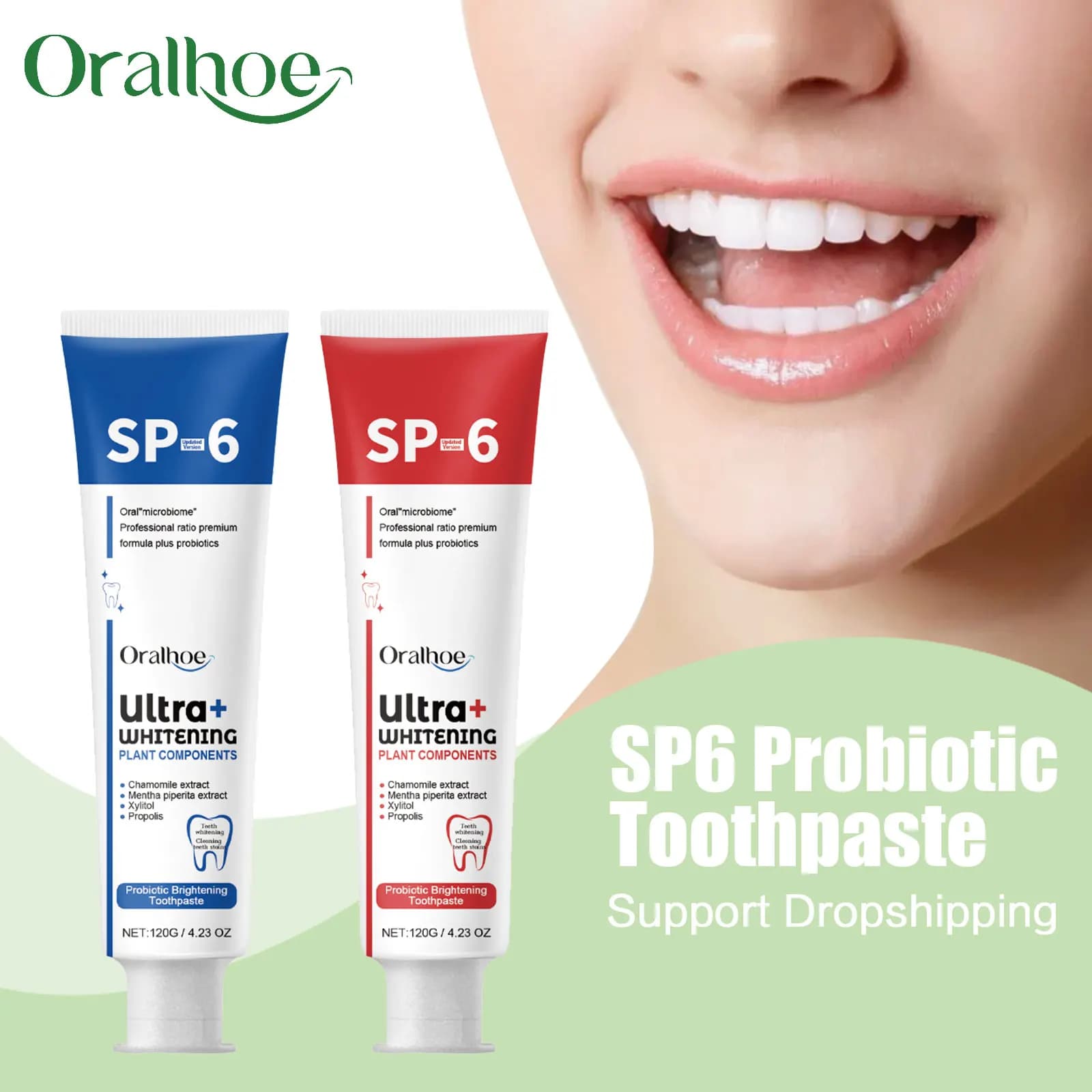 Teeth whitening toothpaste Remove dental plaque tartar stains Oral hygiene cleaning Teeth whitening Probiotic toothpaste Sp 6
