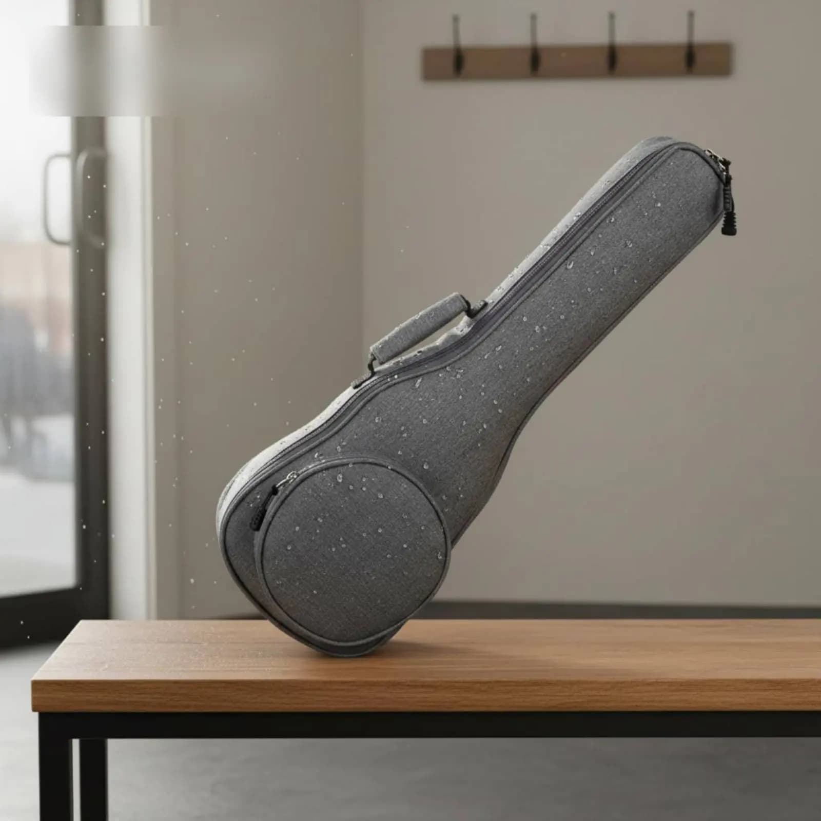 Borsa impermeabile per ukulele, leggera, accessorio per strumenti musicali, imbottitura da 10 mm, design con tasca rotonda per riporre oggetti