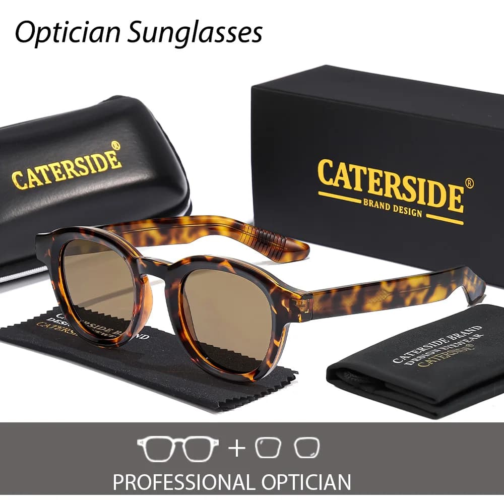 CATERSIDE Occhiali da sole da uomo in acetato con lenti rotonde, occhiali da vista per donna, occhiali da guida per miopia e ipermetropia per esterni