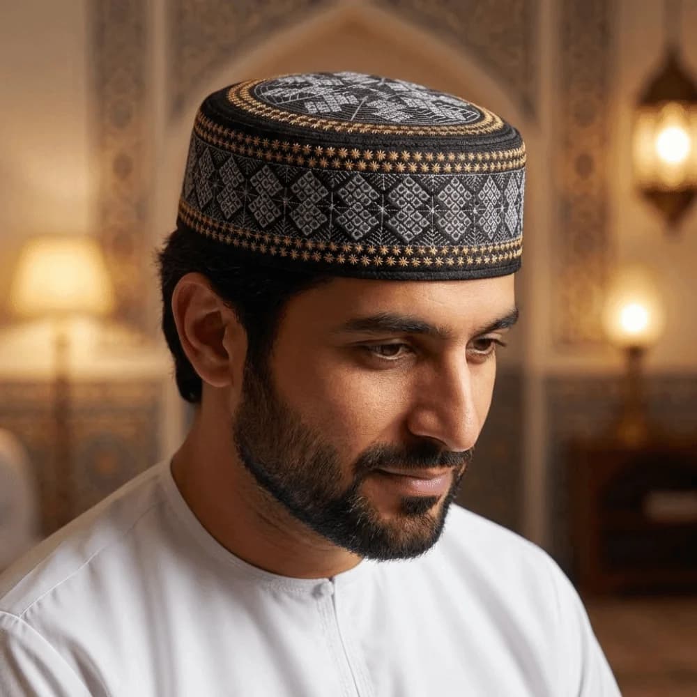 Ethnic Style Islam Flat Cap Round Breathable Embroider Bonnet Beanie Thin Comfortable Ramadan Hat Festival Celebration