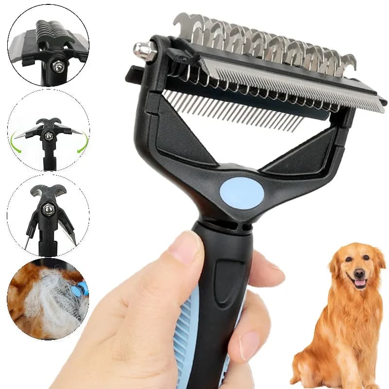 Spazzola 3 in 1 per la rimozione del pelo di animali domestici, taglia nodi per cani e gatti, pettine per la toelettatura e la rimozione del pelo in eccesso