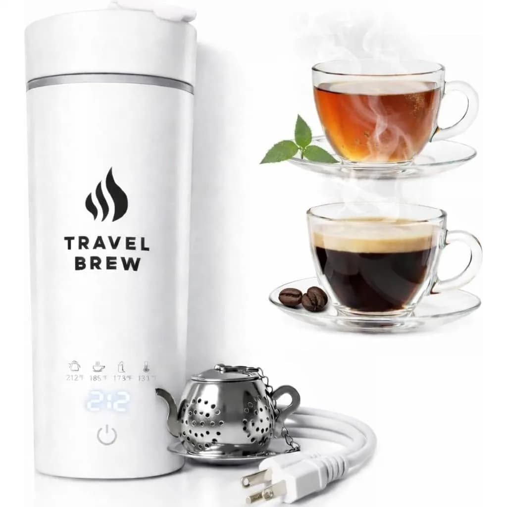 Bollitore da Viaggio Portatile con Infusore per Tè, Mini Bollitore Elettrico con 4 Impostazioni di Temperatura, Spegnimento Automatico e Protezione contro l'Ebollizione a Secco