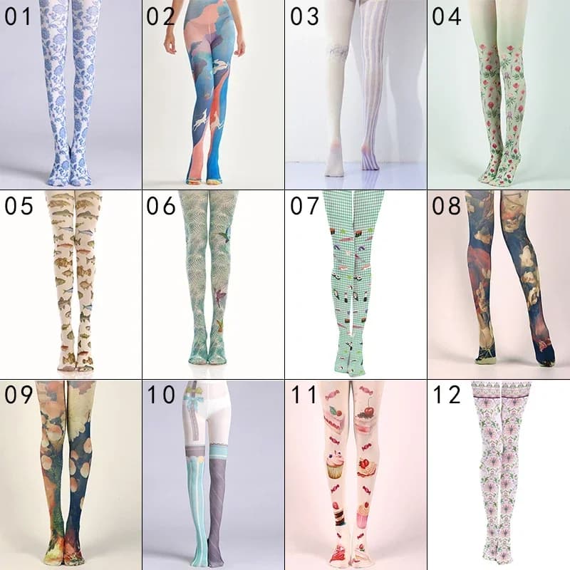 Punk Signore Collant Giapponese Y2K Lolita Stampa Estate Autunno Calze Lunghe Coscia Cosplay Sexy Collant Elastici Leggings Calza