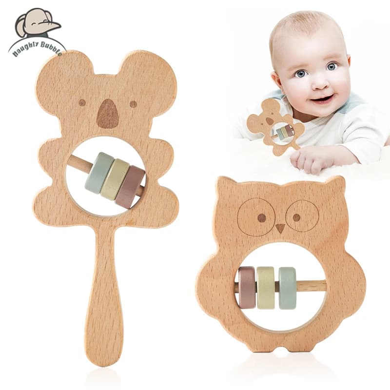 Sonagli in legno per bambini Campanelli Koala per animali Campana per letto per neonato Giocattoli educativi Sicuro per uso alimentare Massaggiagengive Articoli per bambini
