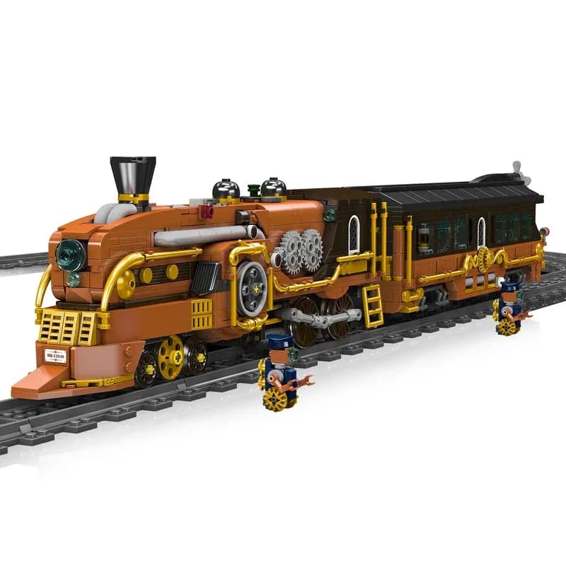 Mould King 12046 Steampunk Locomotiva Buidling Block Controllo APP Retro Carro a vapore per fantascienza Treno Giocattolo per collezionisti ferroviari