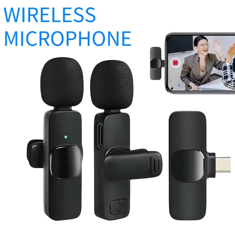 Microfono Lavalier wireless Mini Type-C con riduzione del rumore per Android/iPhone, registrazione, streaming live, interviste