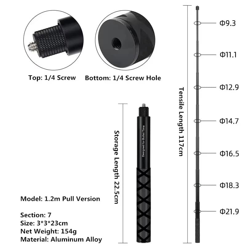 Invisible Extended Edition Selfie Stick Scalable Monopod for Insta360 X2 X3 GoPro 13/12/11 Stick Tripod DJI Pocker 3/4 Accessori