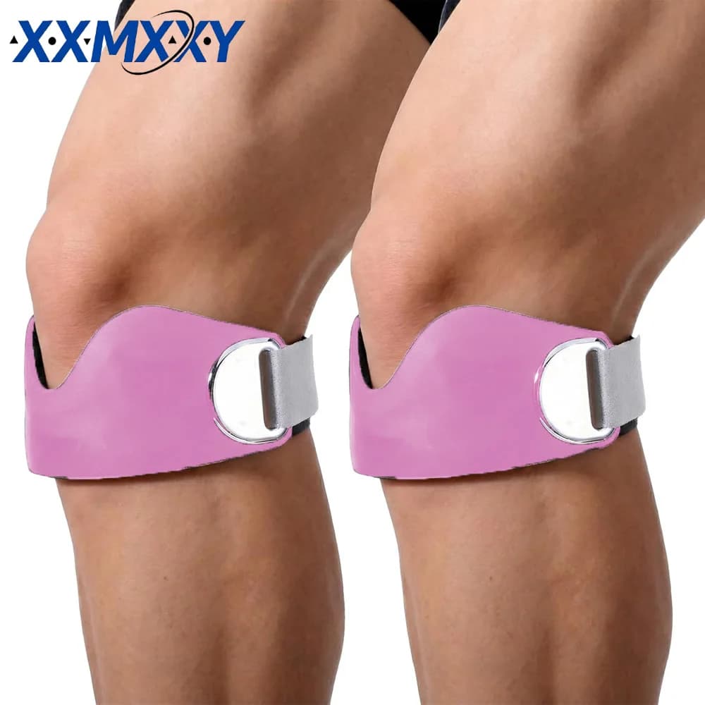 Fascia per Ginocchio Regolabile, 2 Pezzi, Cintura in Silicone per Rotula, Supporto Stabilizzatore per Tendine del Ginocchio, per Corsa e Badminton