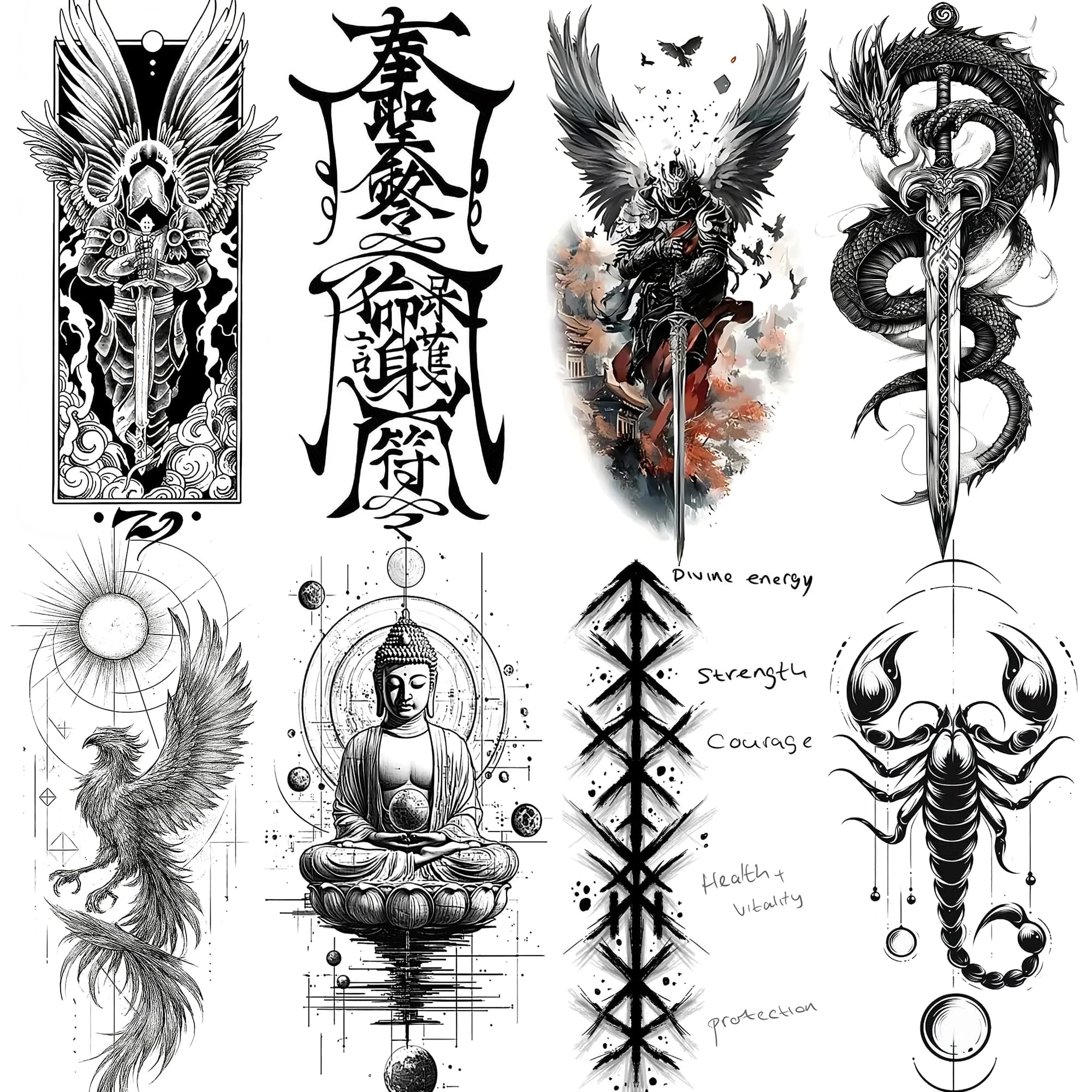 1 Sheet Dragon Scorpion Cool Animal Temporary Tattoo For Men Hand Back Calf Temp Fake Tattoo Stickers Waterproof Realistic Tatoo