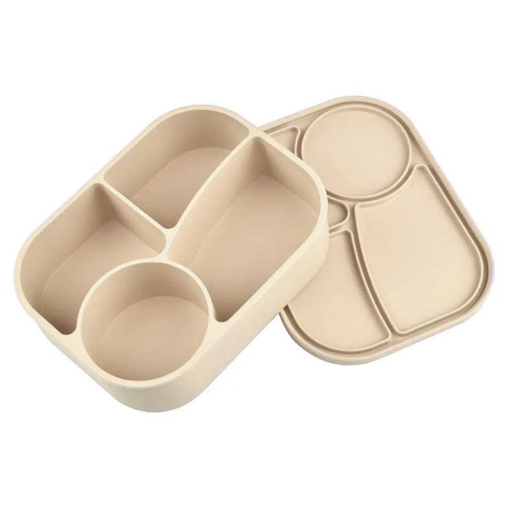 Contenitore per il pranzo rettangolare in silicone a 4 scomparti, a prova di perdite, con scomparti, contenitore per il pranzo, resistente al calore, adatto al microonde, per studenti