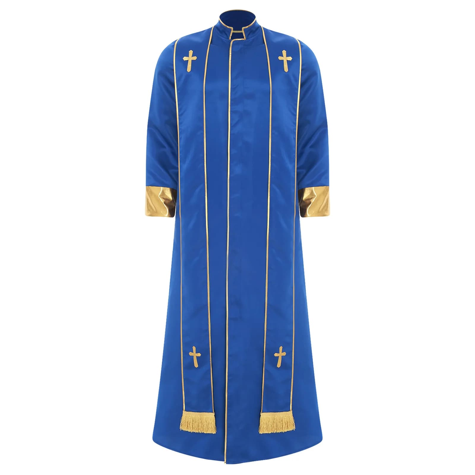 Abito da prete da uomo con stola a maniche lunghe con croce dorata, abito da vestire, pastore cattolico, sacerdote, cosplay, travestimento di Halloween