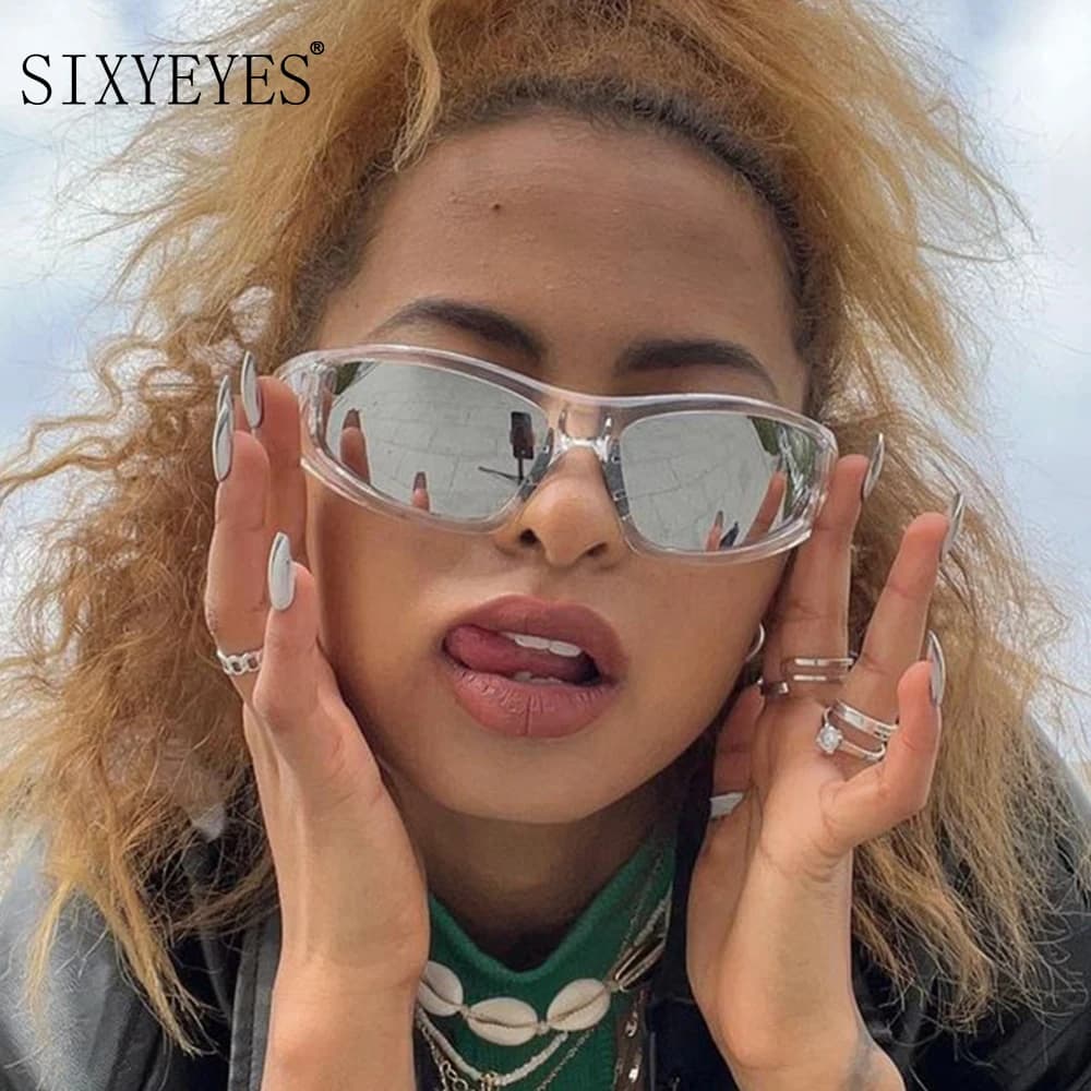 Fashion Y2K Sunglasses Goggle Men Women Sport Mirror Sun Glasses Female Tinted Lens Eyewear UV400 Cycling Outdoor Eyeglasses