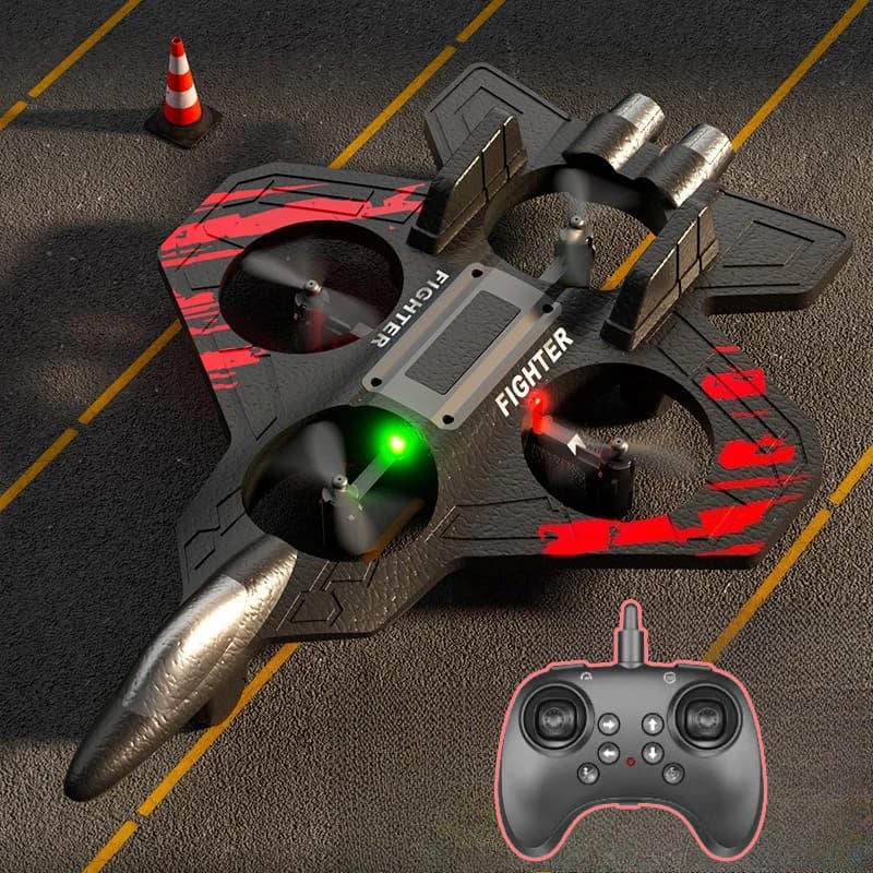 Aereo Telecomandato RC Hobby 2.4G in Schiuma, Jet da Combattimento Acrobatico, Elicottero con Luci