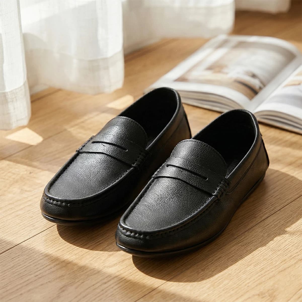 Mocassini Vintage da Uomo in Vera Pelle di Vacchetta, Fatti a Mano, Resistenti all'Usura, Scarpe Casual con Suola Antiscivolo, Mocassini Eleganti