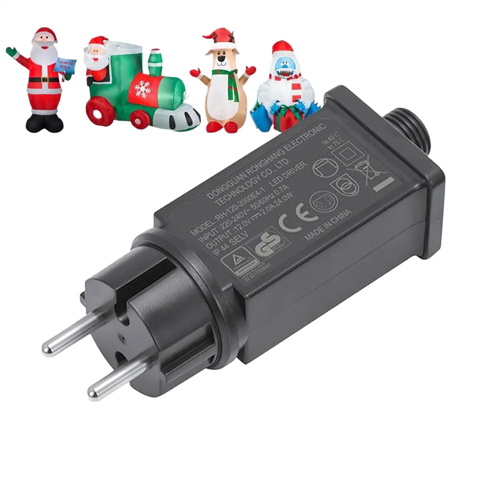 Adattatore di alimentazione per luce LED con spina europea 12V Adattatore di alimentazione per lucine IP44 Trasformatore impermeabile per gonfiabili da giardino esterno