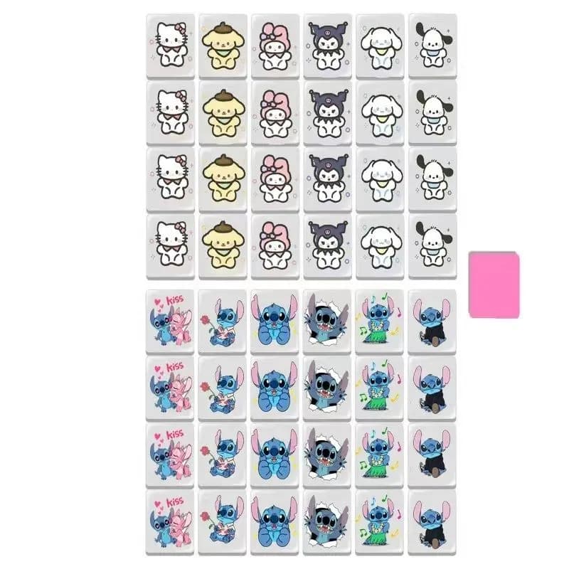 Mini 24mm 48 Piastrelle Seaside Fuga Nuovo Sanrio Hello Kitty Mahjong Gioco Tiktok Popolare Gioco da tavolo Carte da gioco Puzzle Divertenti Regali giocattolo