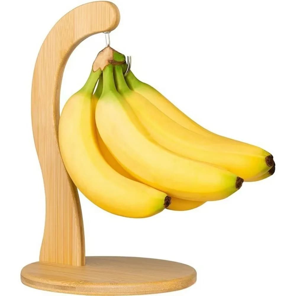 New Wooden Banana Holder Keep Fresh with Hanging Hook Fruit Storage Rack Space Saving Suspension Type Banana Rack Kitchen