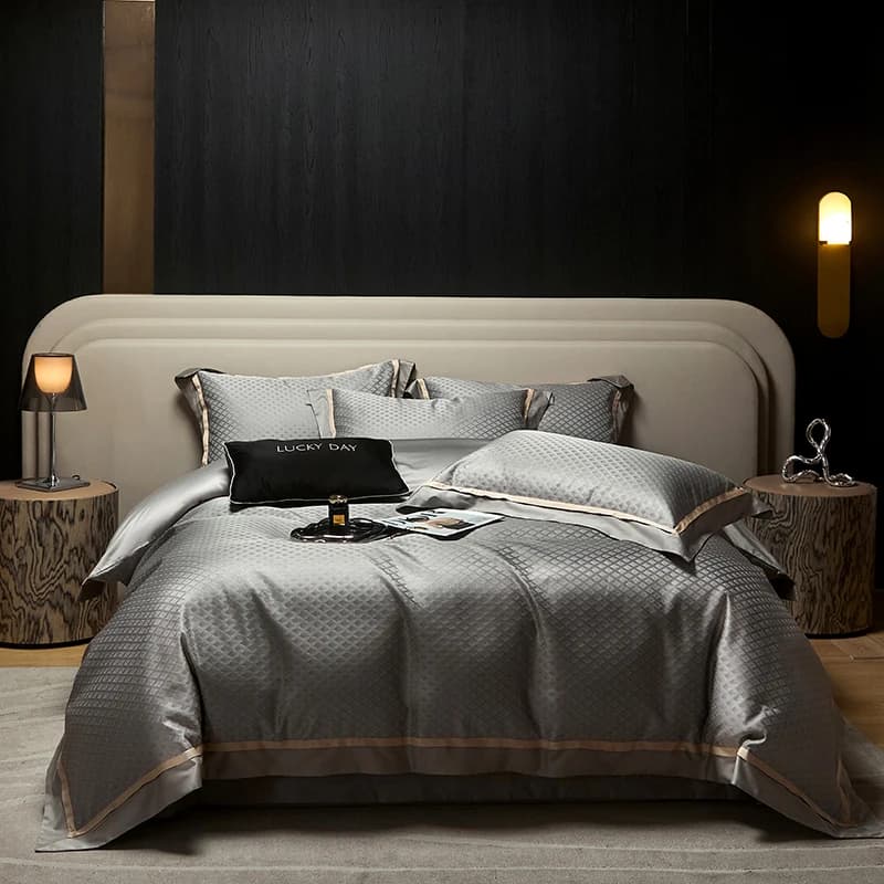 Luxury linen set in Egyptian cotton 1000TC, jacquard dyed in high precision wire, with duvet cover, sheet/sheet with corners and pillowcase