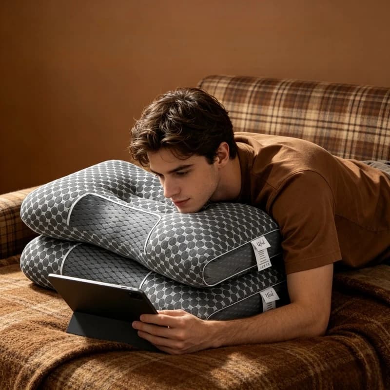 Cuscino Ergonomico in Memory Foam Grigio per Uso Domestico, Protezione Cervicale, Aiuto per il Sonno, Comodo Cuscino da Letto per Camera da Letto