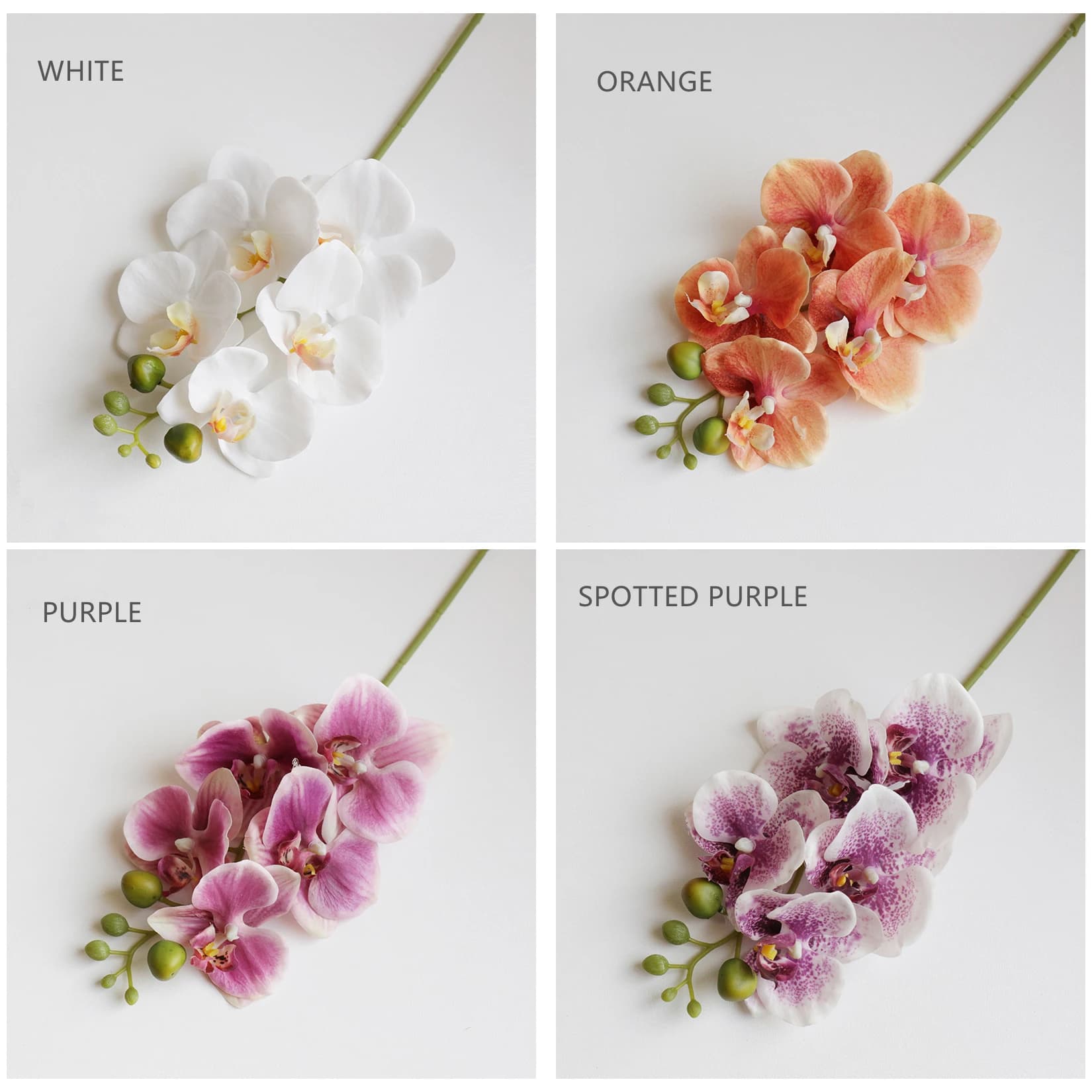 Fiore di orchidea artificiale 45 cm/17 pollici stelo lungo finto orchidea Phalaenopsis con 5 fiori fiore finto per l'arredamento dell'home office