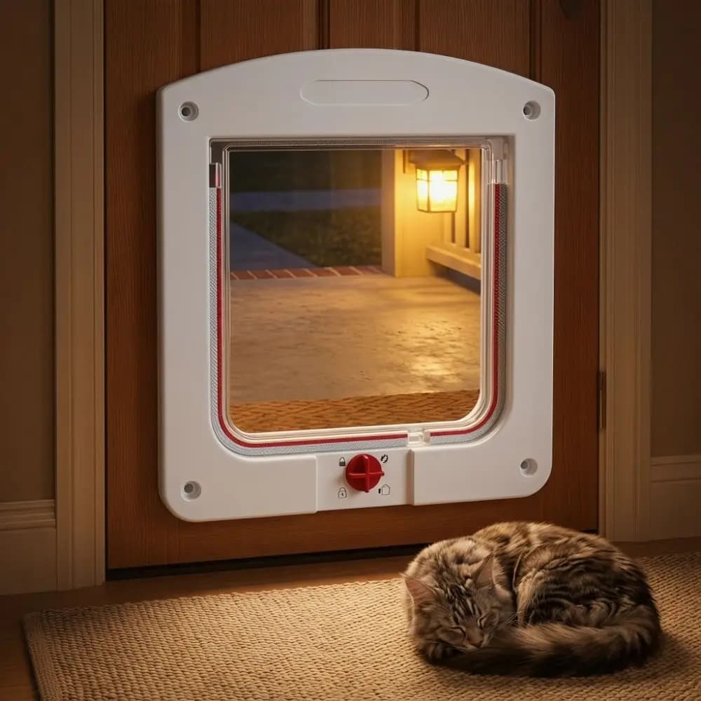 Bidirectional Opening Dog Flap Door 4 Way Locking Removable Pet Lockable Door Transparent Turn Knob Pet Gate Door Apartment