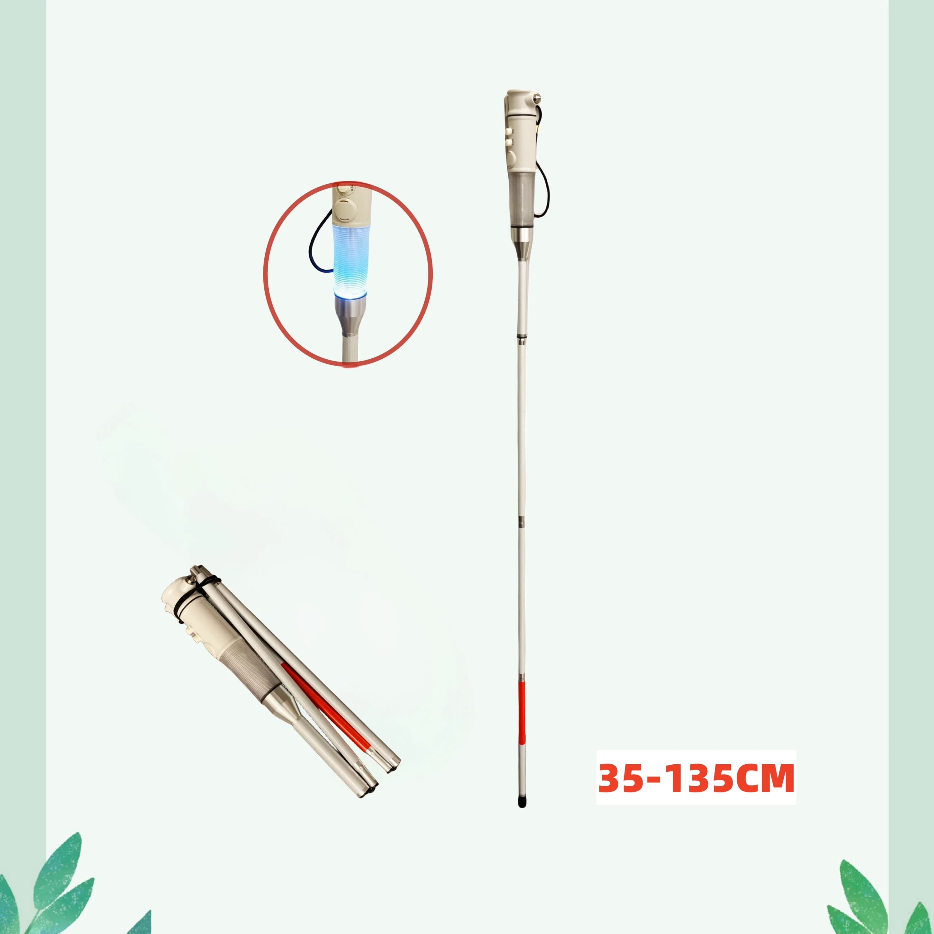 35-135 cm aluminum folding stick with lightweight telescopic trek stick Multifunctional walking stick for elderly Old blind