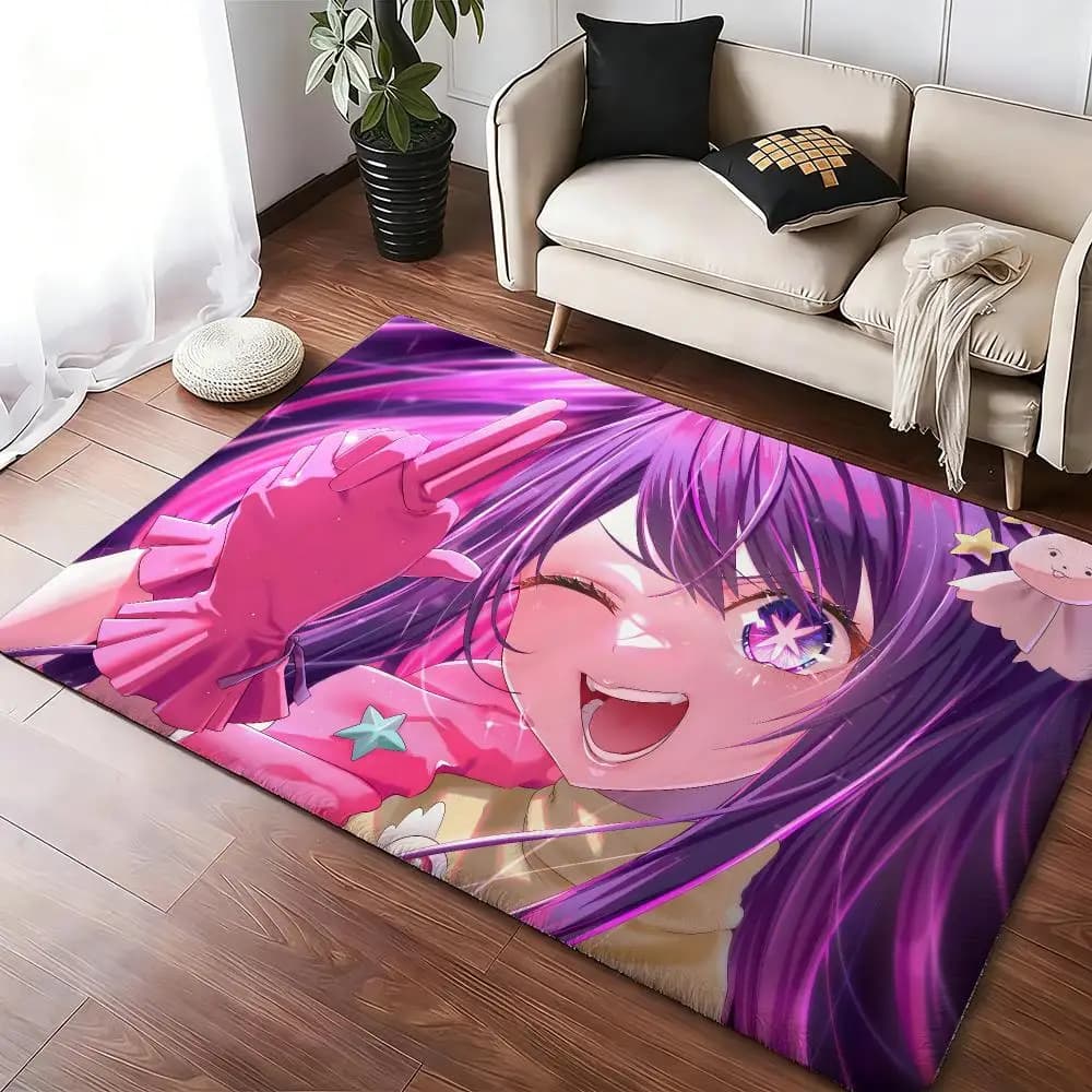 Oshi no Ko Floor Mat Soft Thickened Absorbent Non-Slip Bedroom Living Room Door Mat Home Decor Flannel Rugs