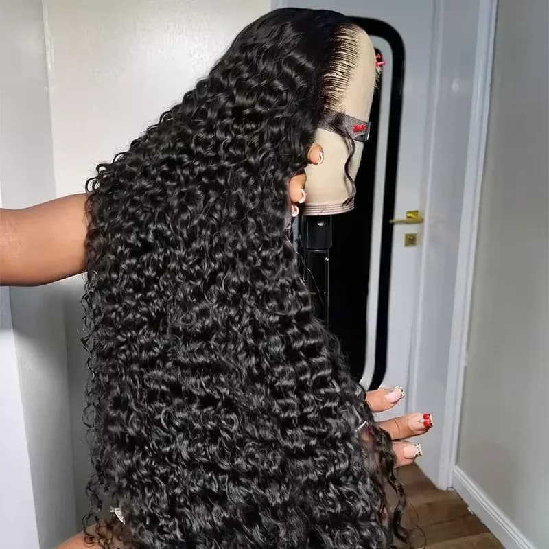 13x4 13x6 Parrucca per capelli umani ricci con onda d'acqua Parrucca frontale a onda profonda Parrucche in pizzo HD in vendita di liquidazione Parrucca anteriore in pizzo da 30 pollici Capelli umani
