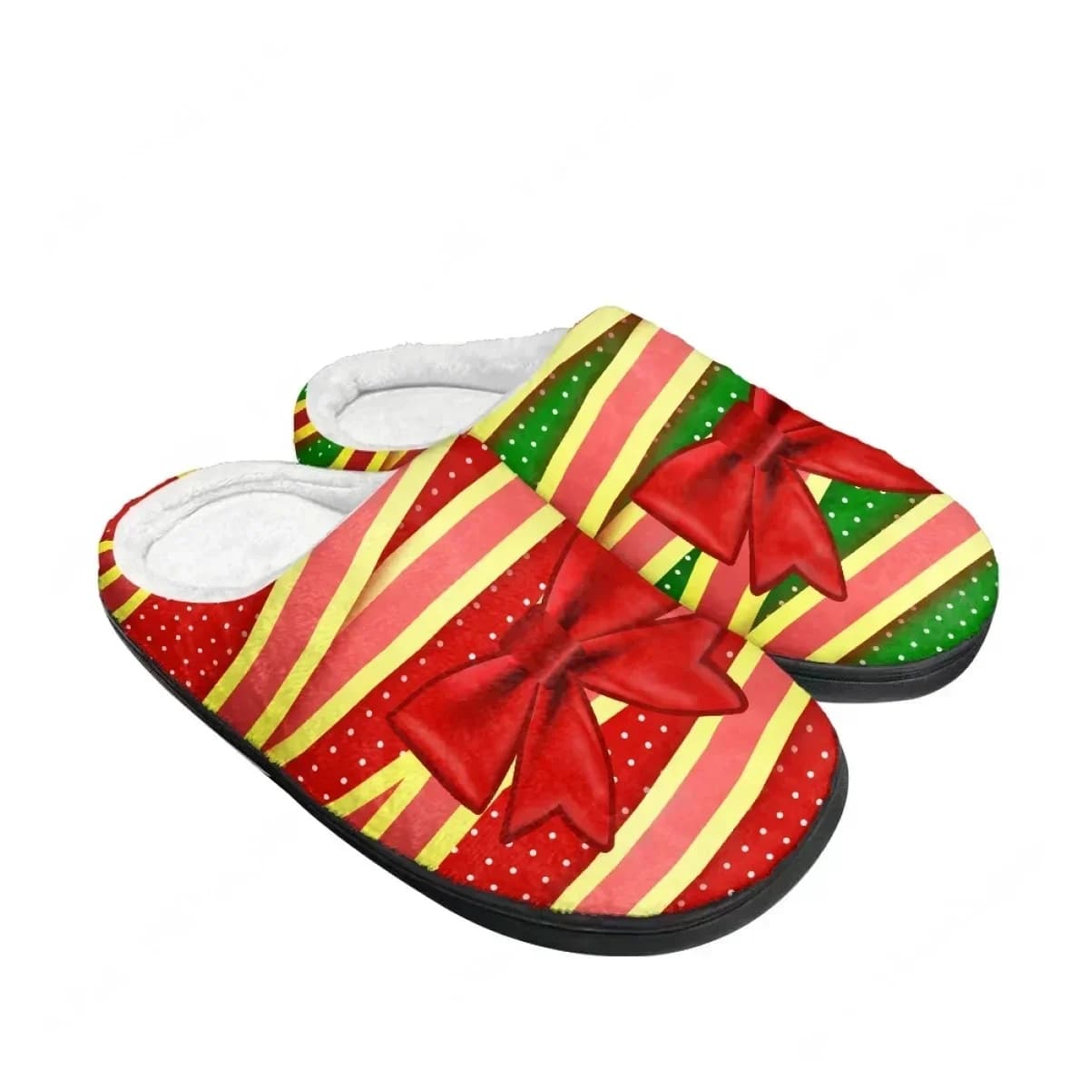 Christmas Gift Dessert Candy Cane Cake Pattern Home Cotton Slippers Mens Womens Teenager Plush Bedroom Keep Warm Custom Slipper