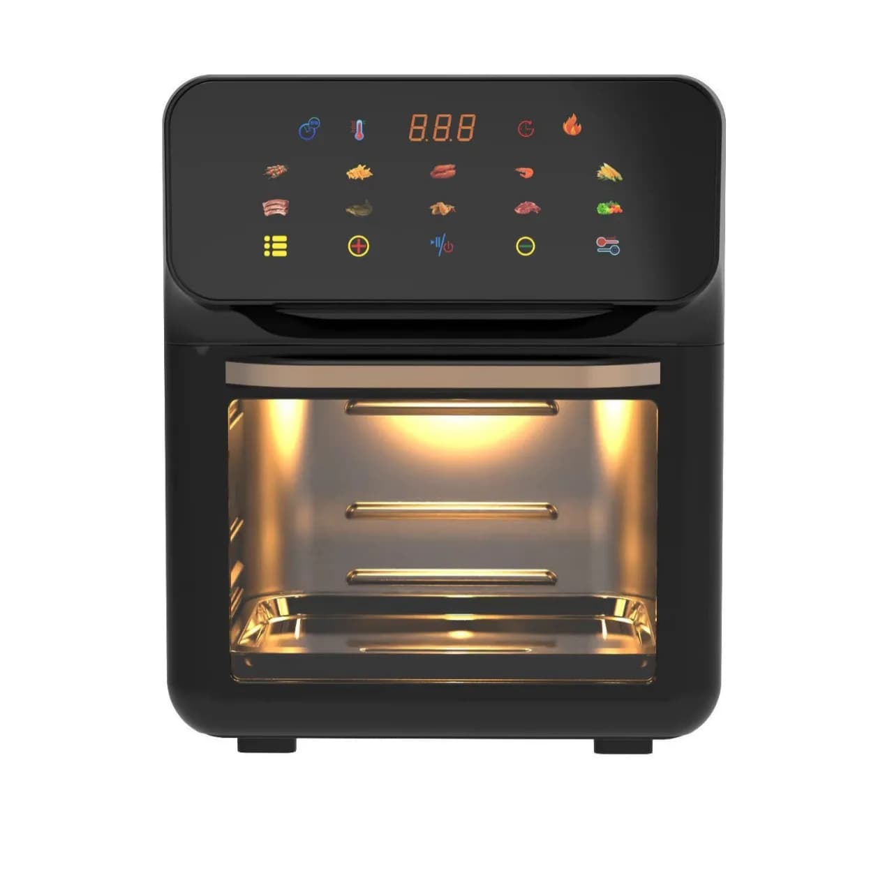 Friggitrice ad aria visiva da 15 litri con finestra trasparente Touchscreen digitale 1350 W 360 ° Circolazione dell'aria calda per famiglia/festa friggere/arrosto/cuocere