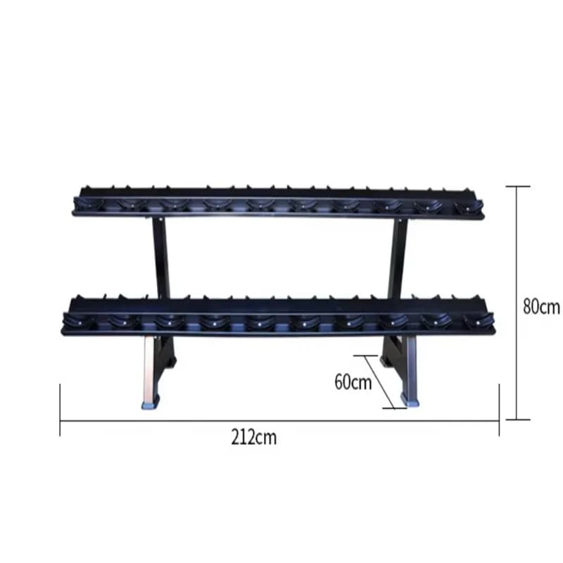 2-Tier and 6 Pairs Dumbbell Rack Commercial Gym Fitness Equipment Heavy Duty Steel Stable Durable Structure for Indoor Gym