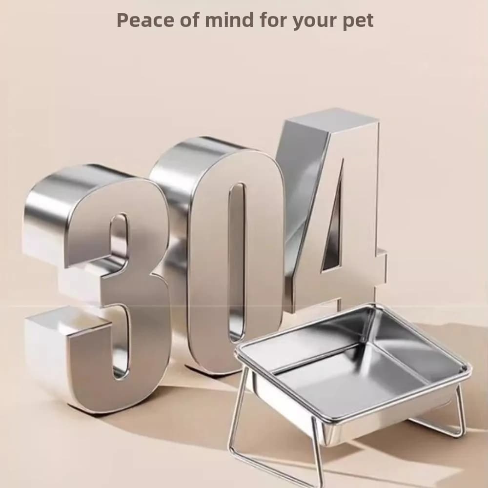 Protezione per il collo Aumenta la ciotola per cibo per cani Anti-punta con supporto Ciotola per animali in acciaio inossidabile Alimentatore per animali facile da pulire Accessori per animali domestici