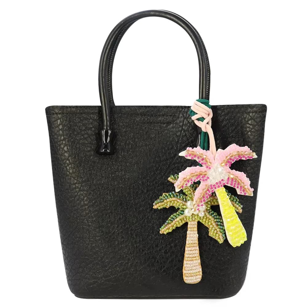 3D strass perline fiori alberi di cocco portachiavi adesivi corda appesa borsa fai da te cordino accessori di abbigliamento applique patch