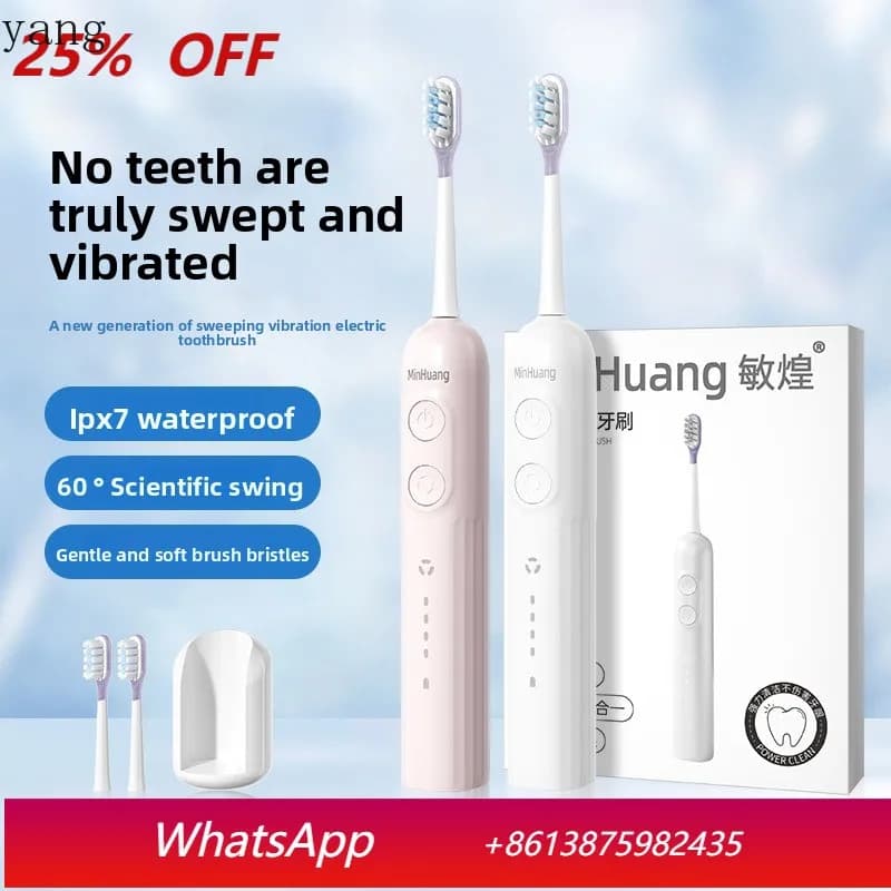 YJQ electric toothbrush for adults with soft bristles, grade 7 waterproof