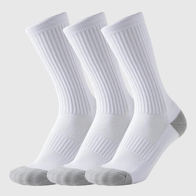 6 paia di calzini sportivi da uomo in cotone nero bianco base asciugamano in spugna resistente all'usura con calzini tubolari da donna traspiranti in rete