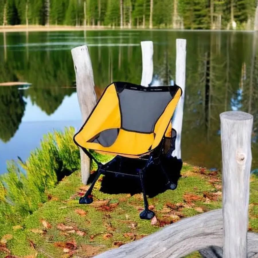 Ultralight Compact Folding Camping Chair With Anti-Sinking Feet And Back Support Webbing Yellow