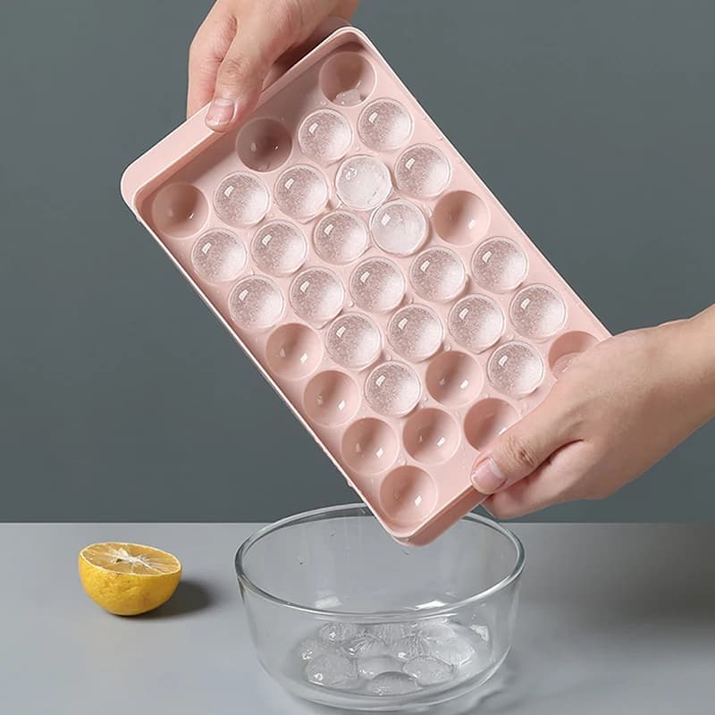 Stampo 3D Rotondo con Coperchio per Ghiaccio a Sfera, in Plastica, per Fai da Te, Utensile da Cucina