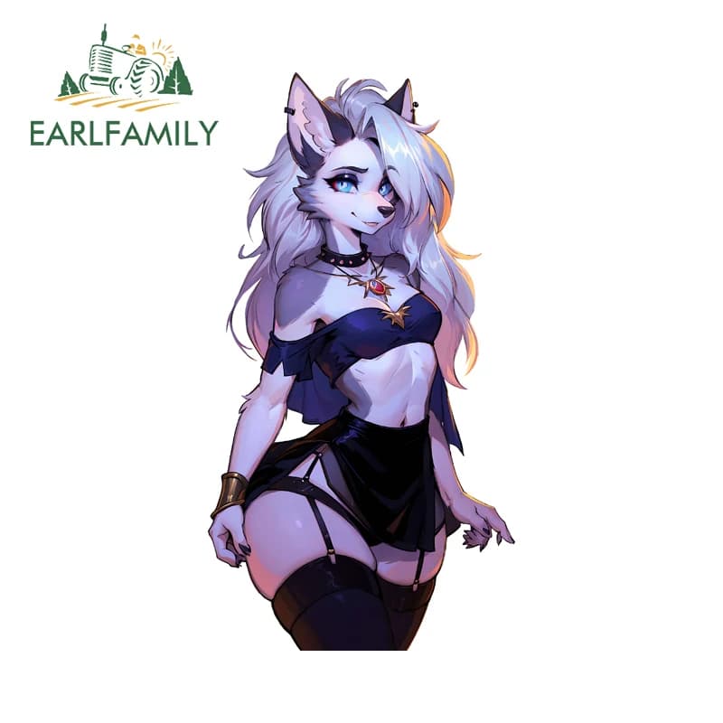 EARLFAMILY Fascinating Loona Furry Girl Car Stickers Popular Car Fishing Equipment Decalcomania Tronco Box Car Label Waterproof Road signs